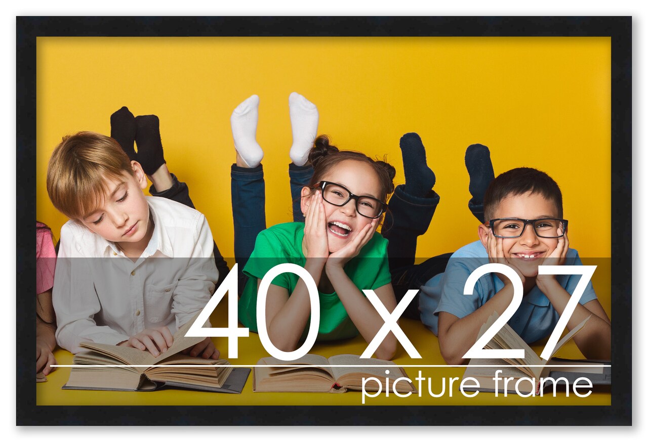 40x27 Solid Wood Picture Frame with UV-Resistant Acrylic & Acid-Free Backing, Available in 6 Finishes: Matte Black, Matte White, Metallic Bronze, Silver, Natural Wood Grain & Mahogany